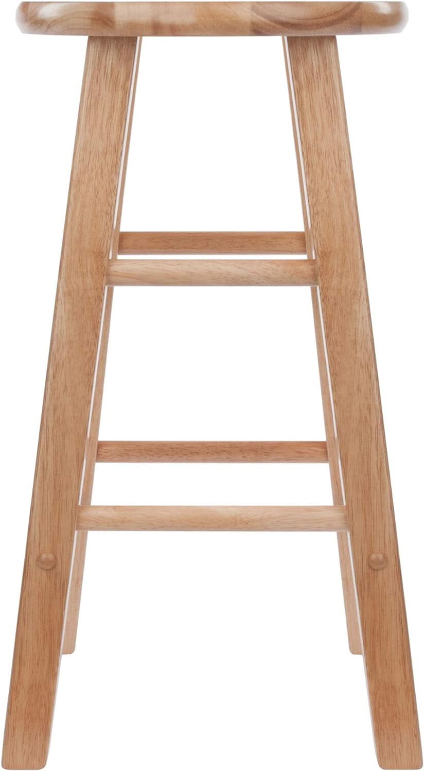 Two Piece 24 Inch Natural Finish Solid Wood Counter Stools