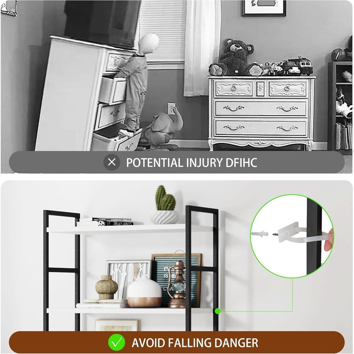 Two Piece Five Tier White Bookshelf Set Industrial Modern Bookcase For Living Room Office