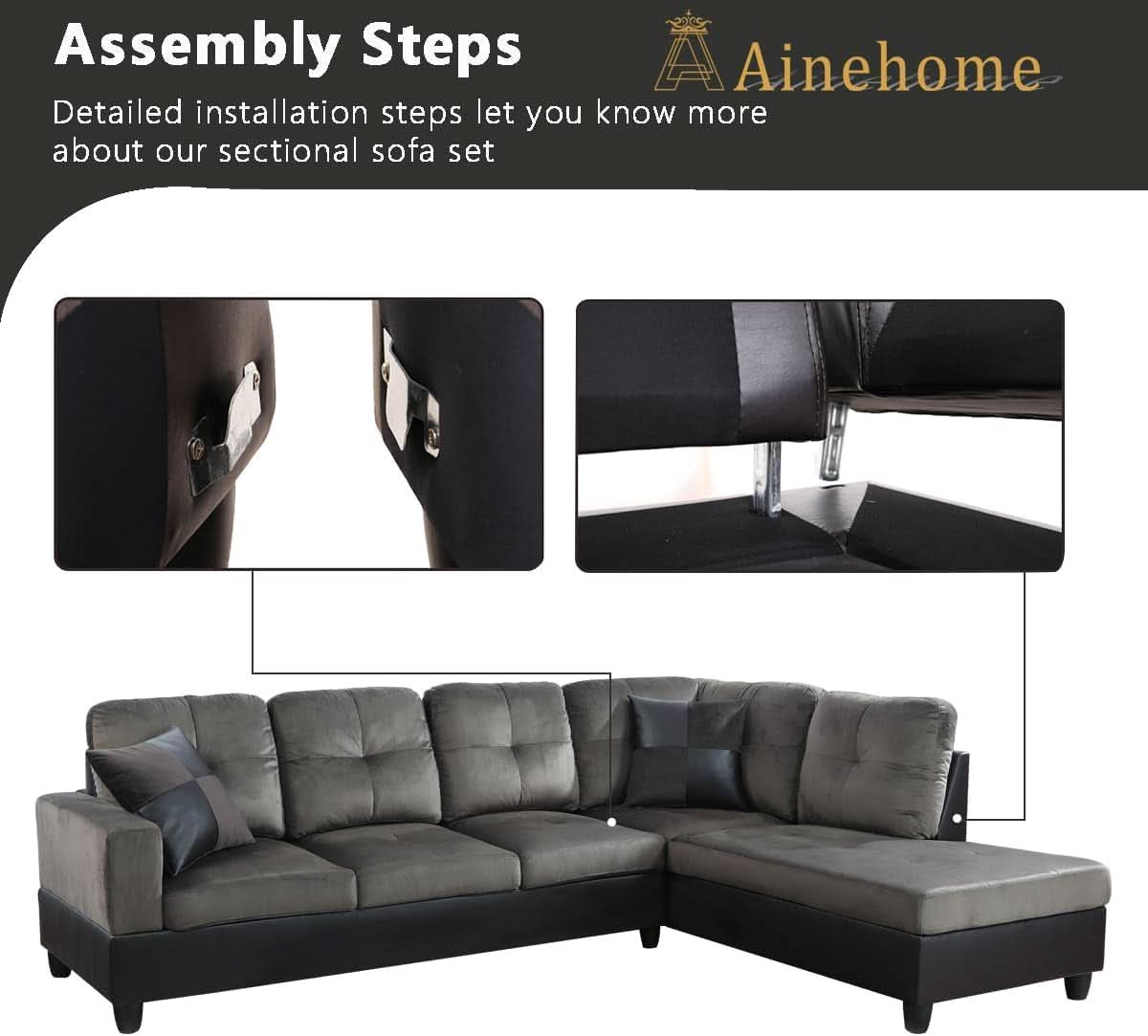 Two Piece L Shape Sectional Sofa Set With Chaise In Taupe Microfiber Right Hand Facing Living Room Furniture