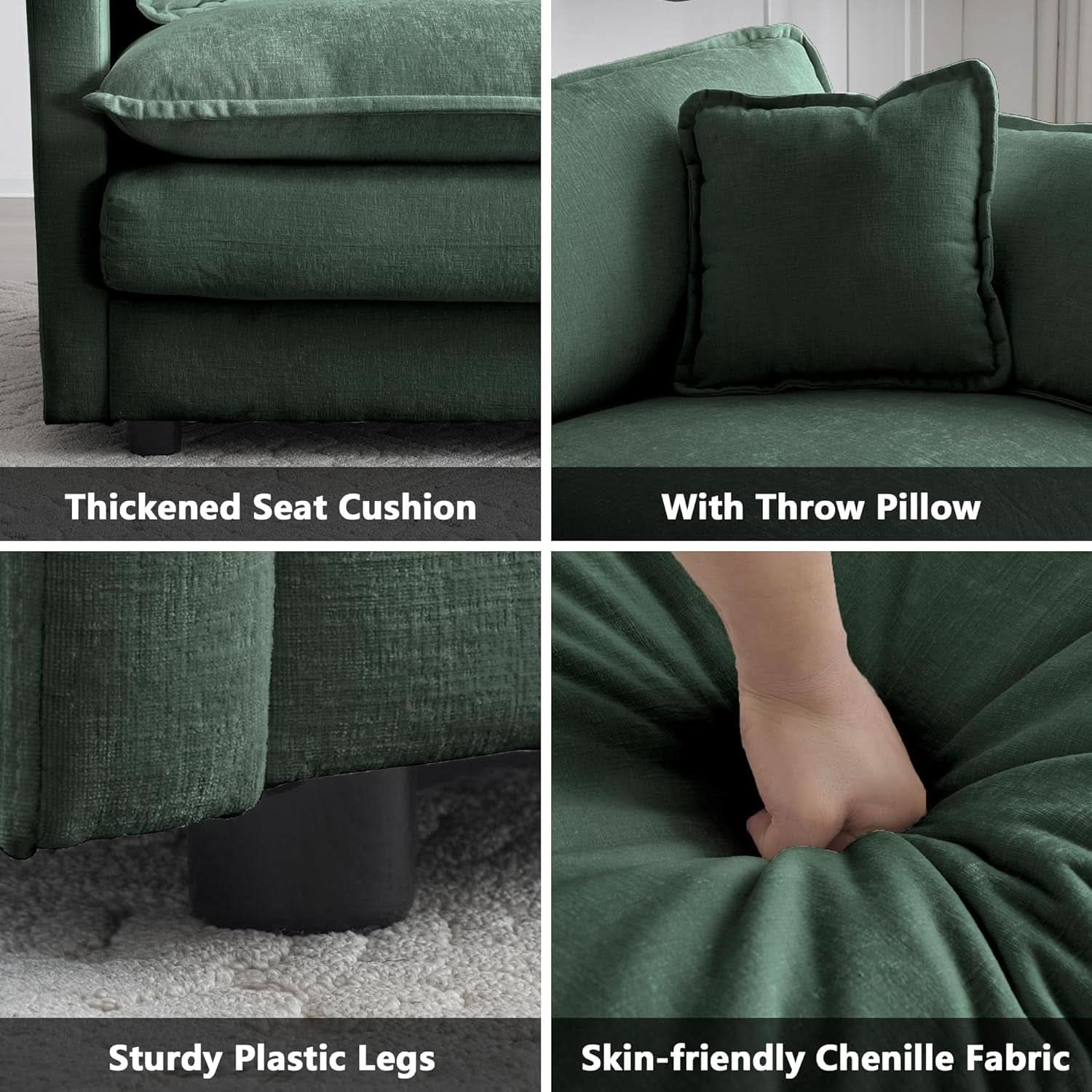 Two Piece Loveseat And Armchair Set In Evergreen Chenille