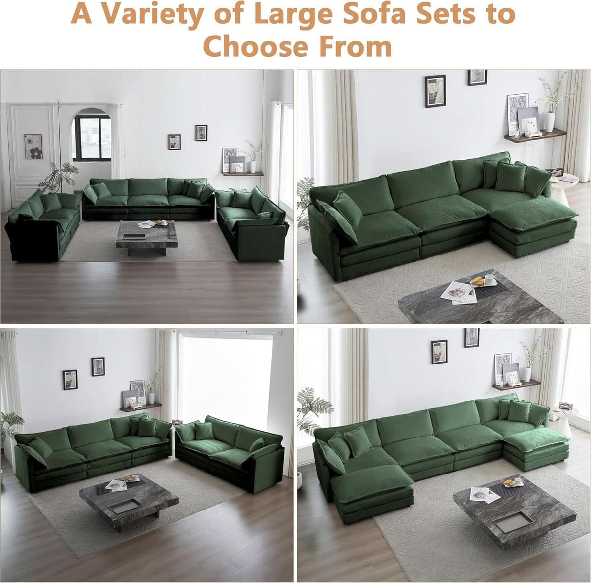 Two Piece Loveseat And Armchair Set In Evergreen Chenille