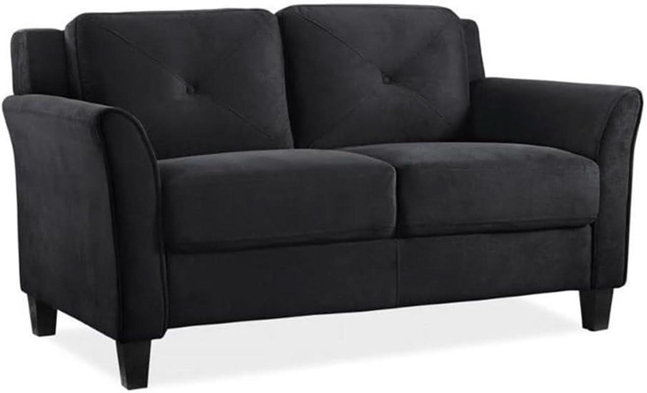 Two Piece Polyester Microfiber Upholstered Sofa Set With 78 Inch Wide Sofa And 56 Inch Wide Loveseat In Black