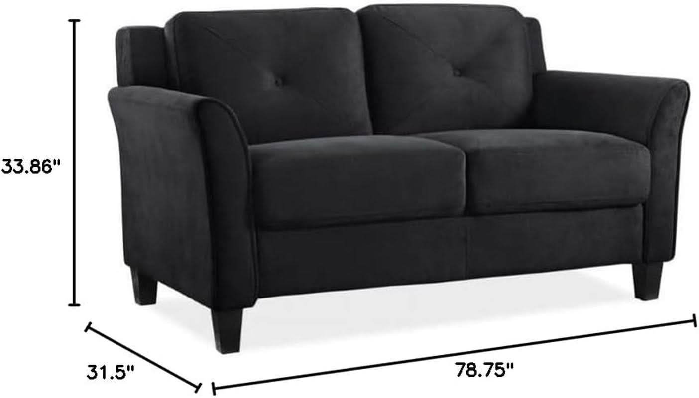 Two Piece Polyester Microfiber Upholstered Sofa Set With 78 Inch Wide Sofa And 56 Inch Wide Loveseat In Black