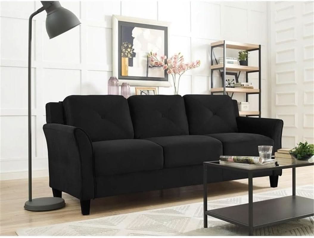 Two Piece Polyester Microfiber Upholstered Sofa Set With 78 Inch Wide Sofa And 56 Inch Wide Loveseat In Black