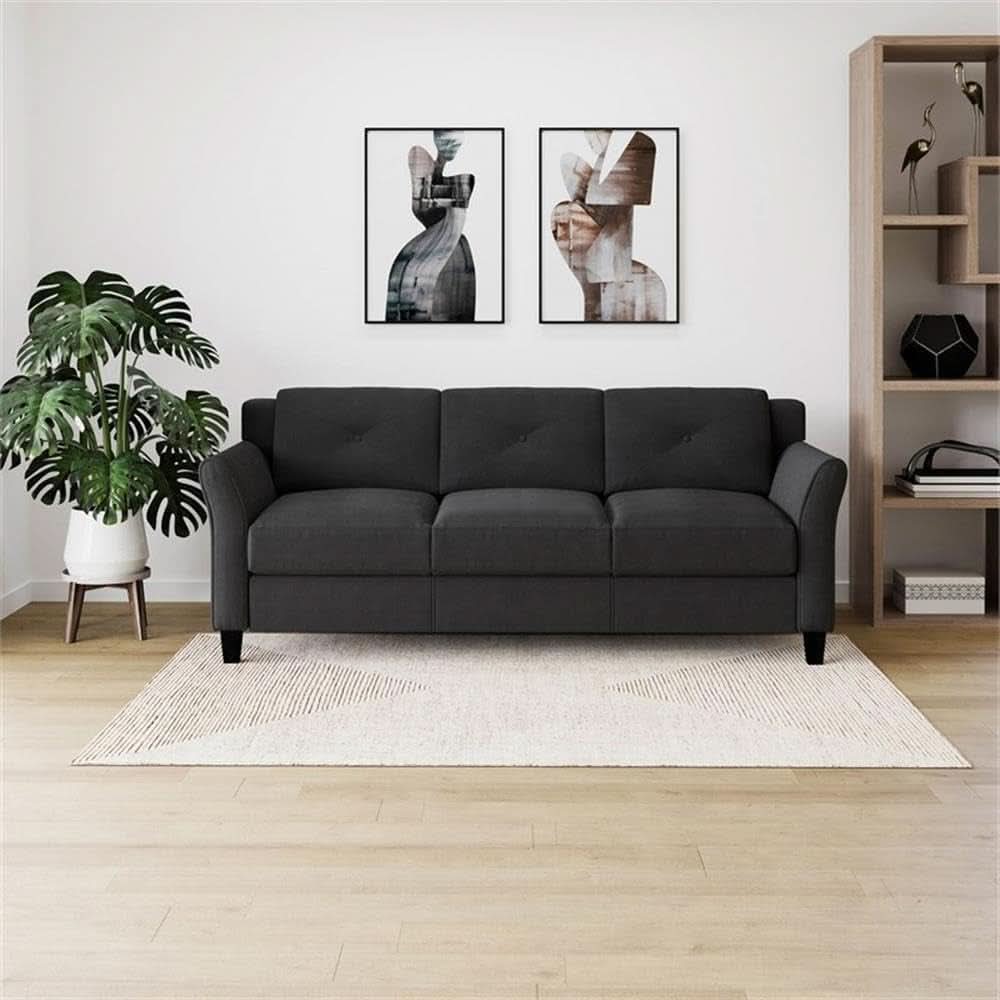 Two Piece Polyester Microfiber Upholstered Sofa Set With 78 Inch Wide Sofa And 56 Inch Wide Loveseat In Black