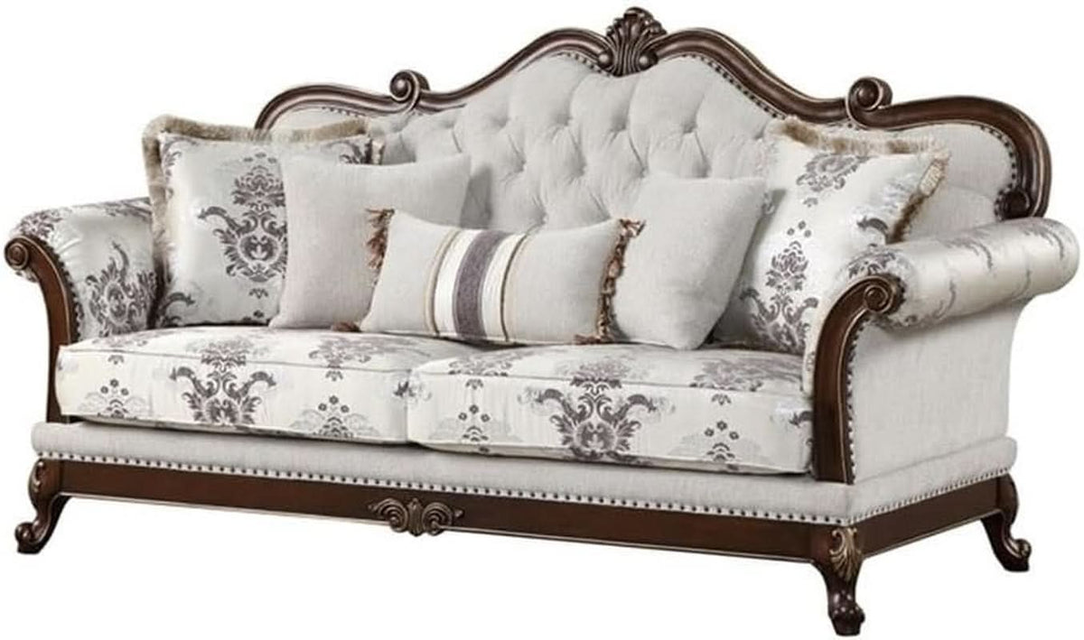 Two-Piece White Button Tufted Living Room Set Modern Style