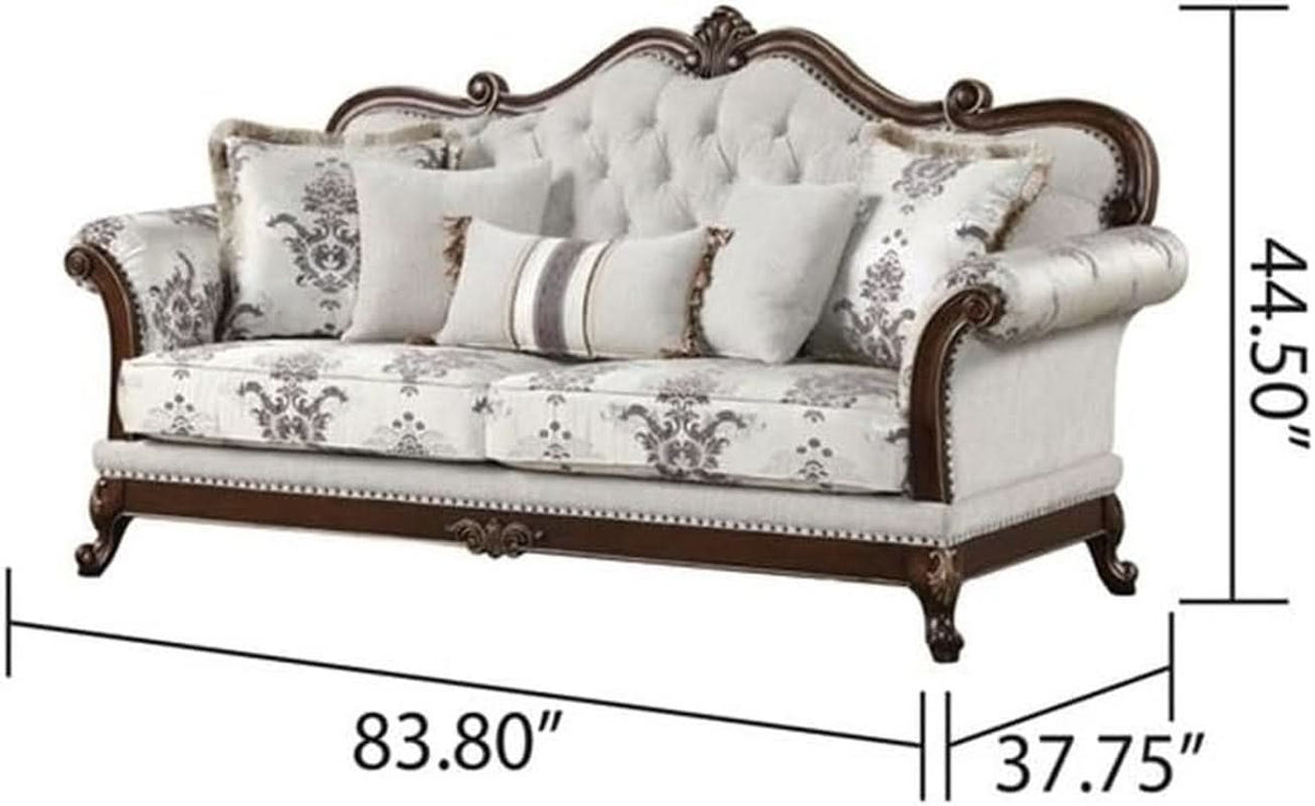 Two-Piece White Button Tufted Living Room Set Modern Style