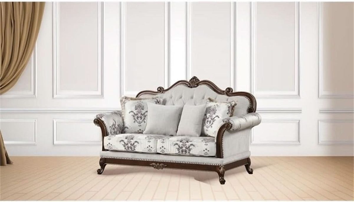 Two-Piece White Button Tufted Living Room Set Modern Style