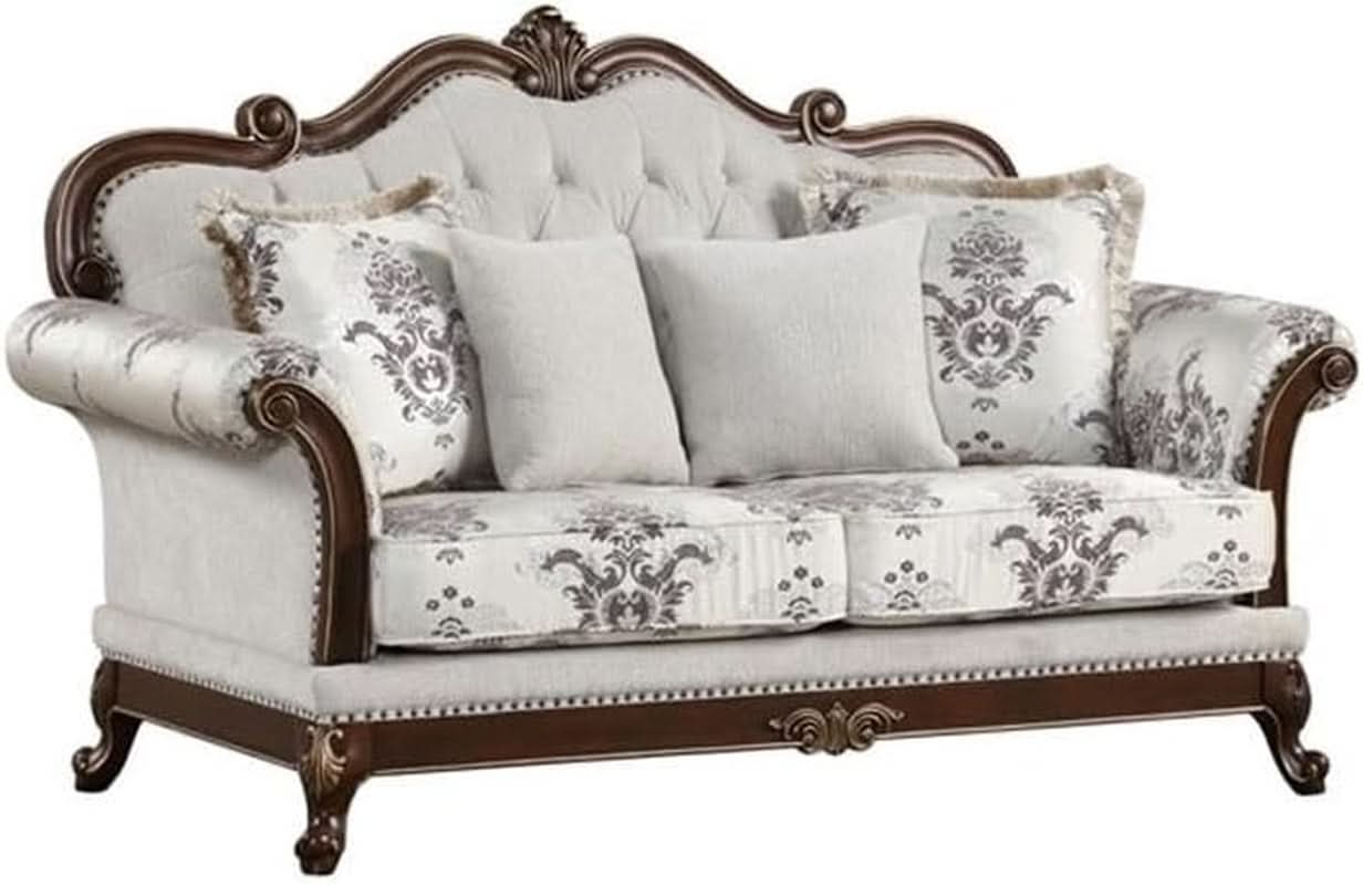 Two-Piece White Button Tufted Living Room Set Modern Style