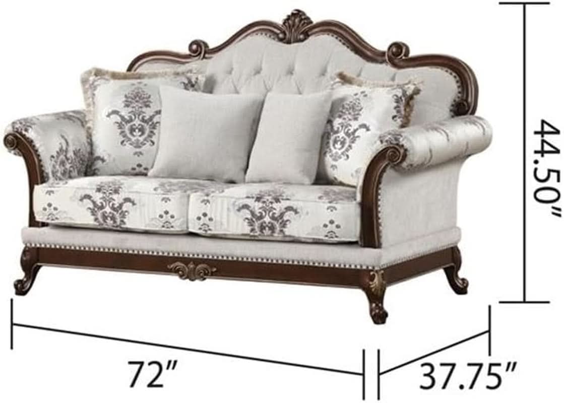 Two-Piece White Button Tufted Living Room Set Modern Style