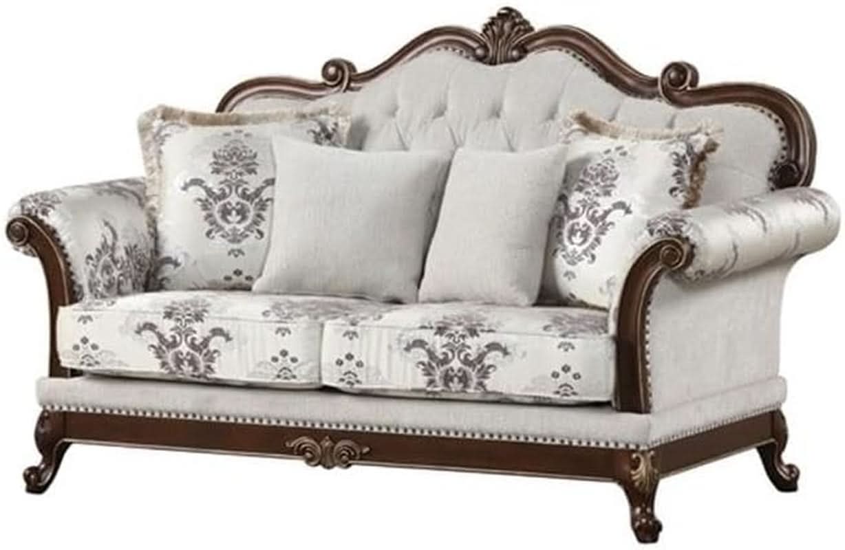 Two-Piece White Button Tufted Living Room Set Modern Style