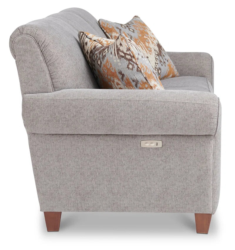 Two Seat Power Reclining Sofa With USB Ports Scalloped Back