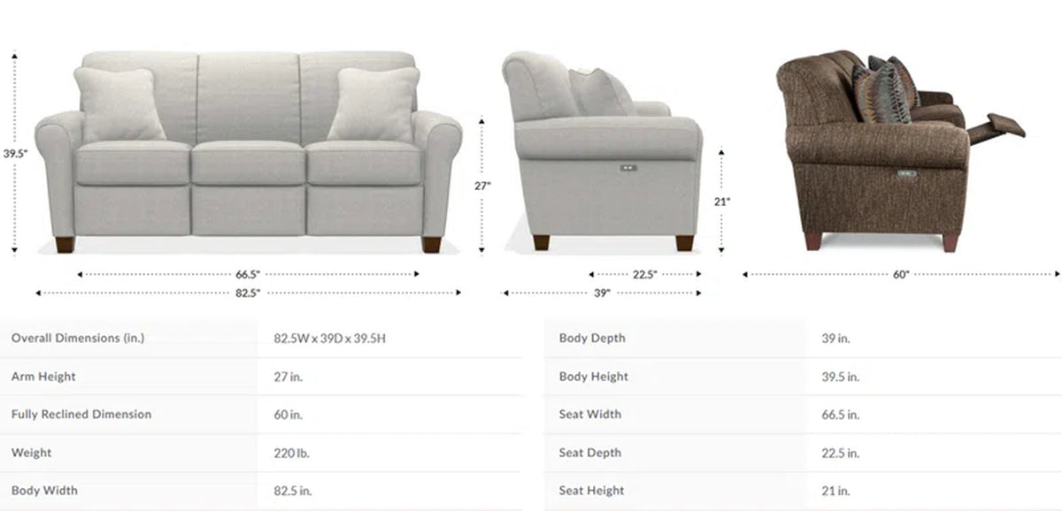 Two Seat Power Reclining Sofa With USB Ports Scalloped Back