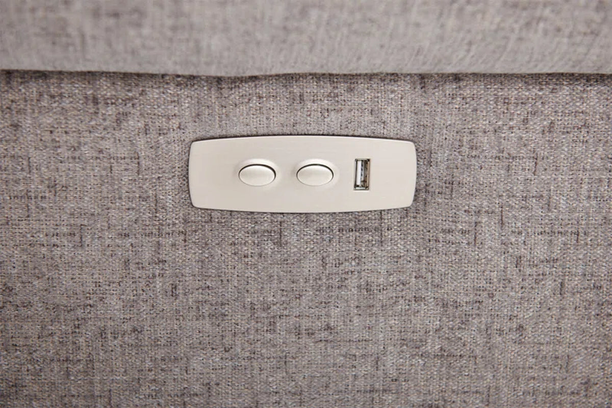Two Seat Power Reclining Sofa With USB Ports Scalloped Back