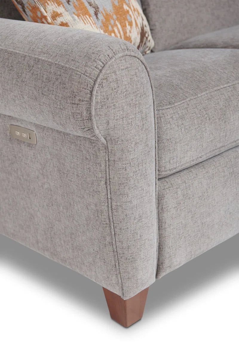 Two Seat Power Reclining Sofa With USB Ports Scalloped Back