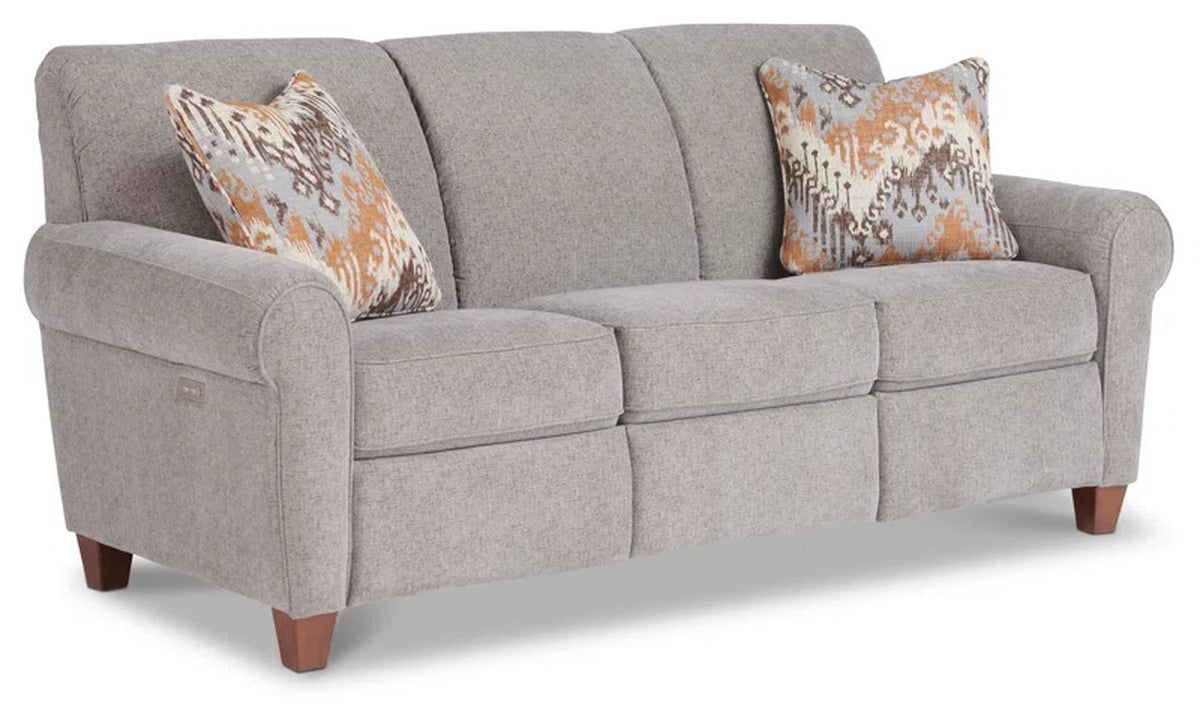 Two Seat Power Reclining Sofa With USB Ports Scalloped Back