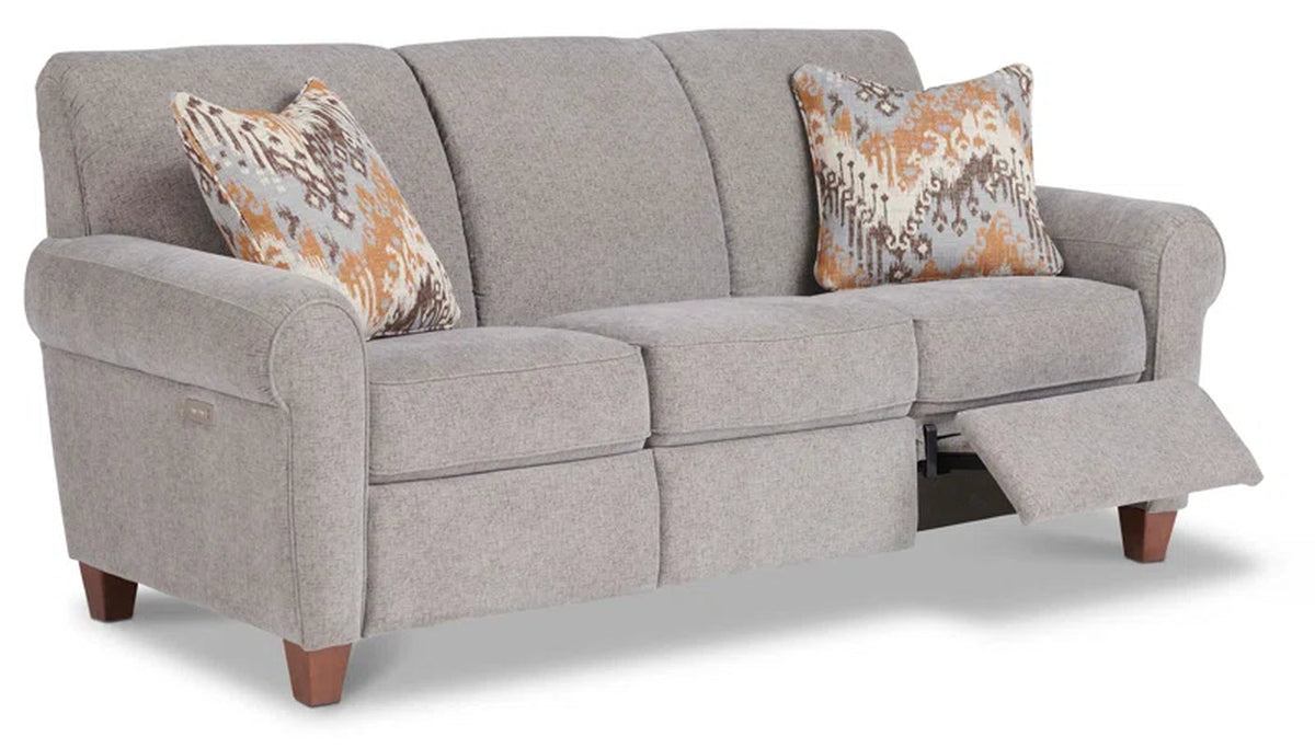 Two Seat Power Reclining Sofa With USB Ports Scalloped Back