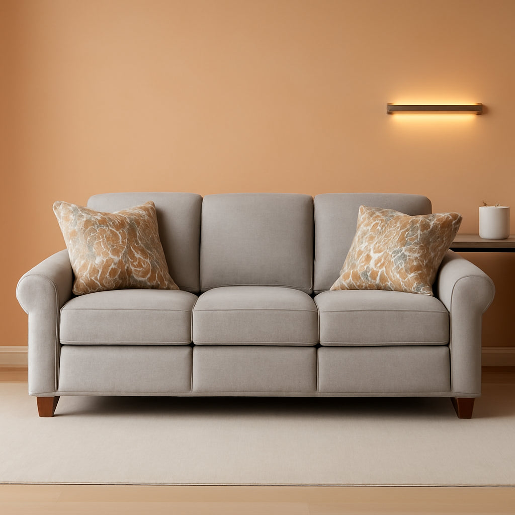 Two Seat Power Reclining Sofa With USB Ports Scalloped Back