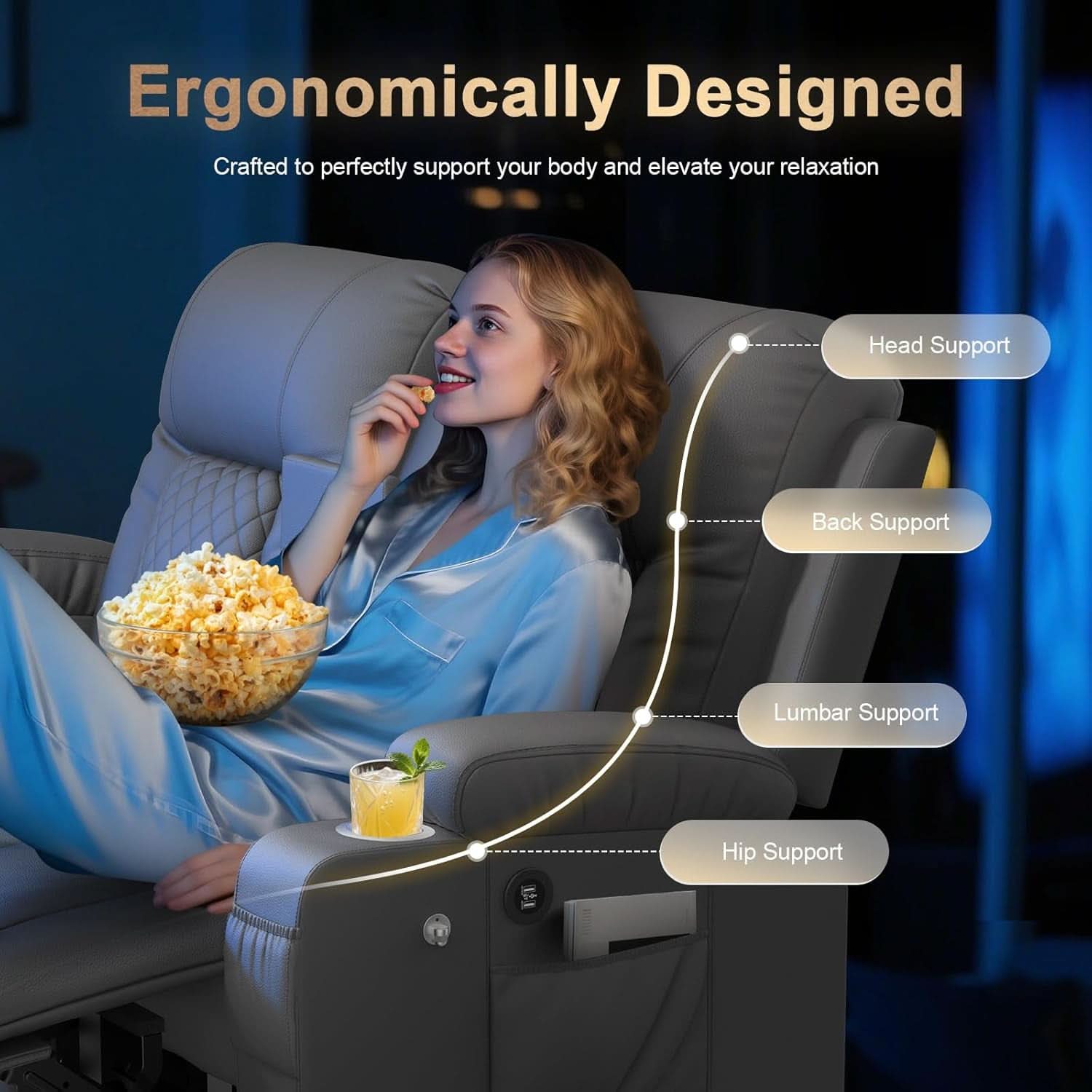 Two Seat Reclining Loveseat With Center Console USB Ports