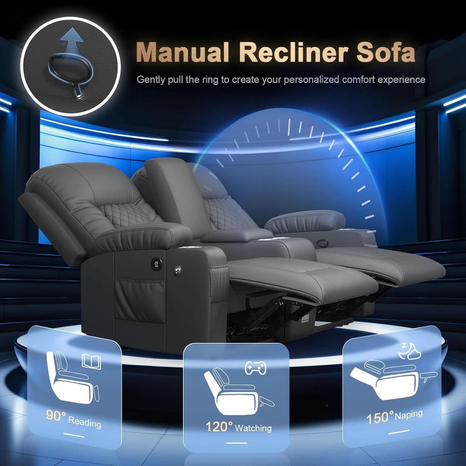 Two Seat Reclining Loveseat With Center Console USB Ports