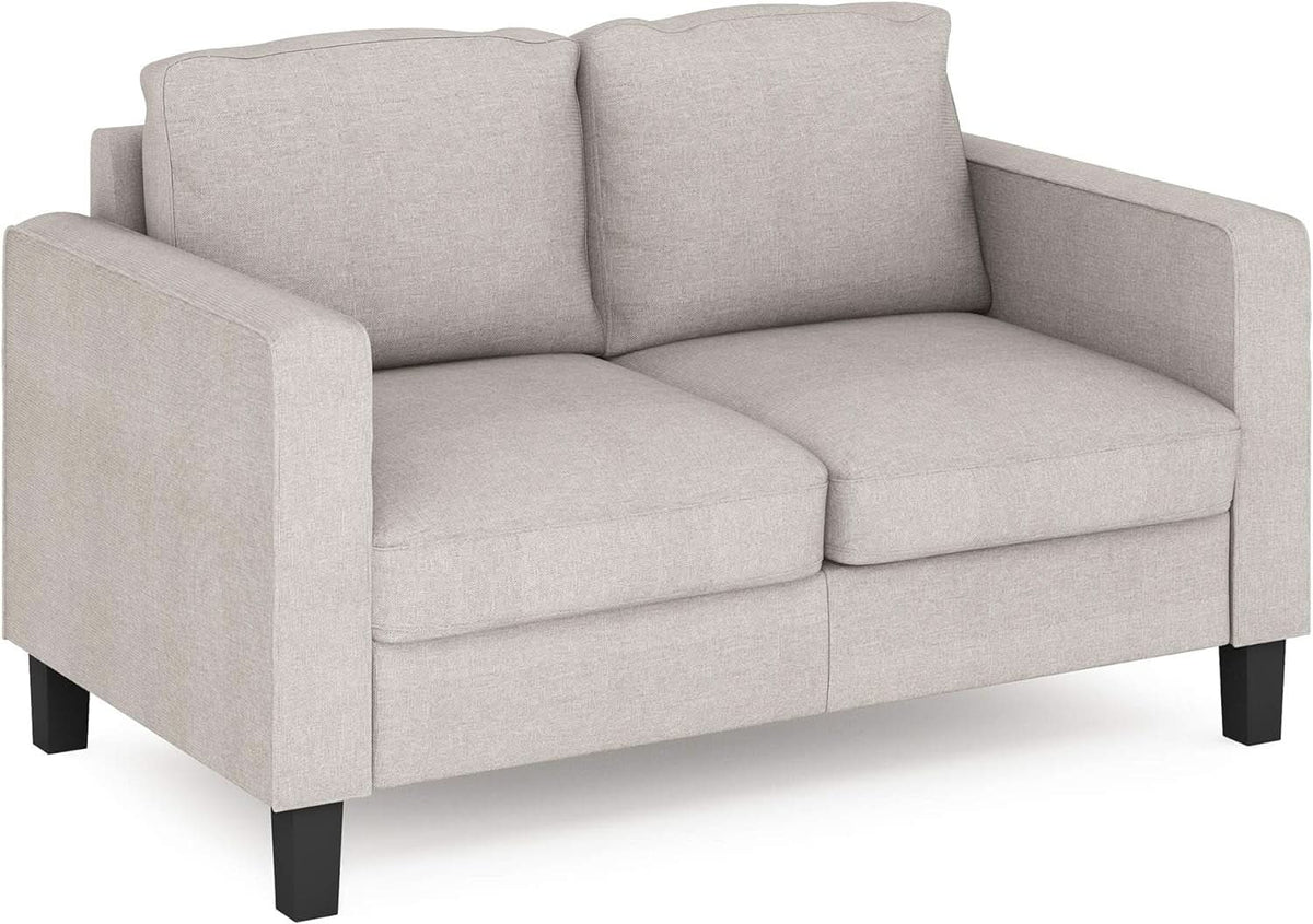 Two Seater Tufted Black Faux Leather Loveseat for Living Room