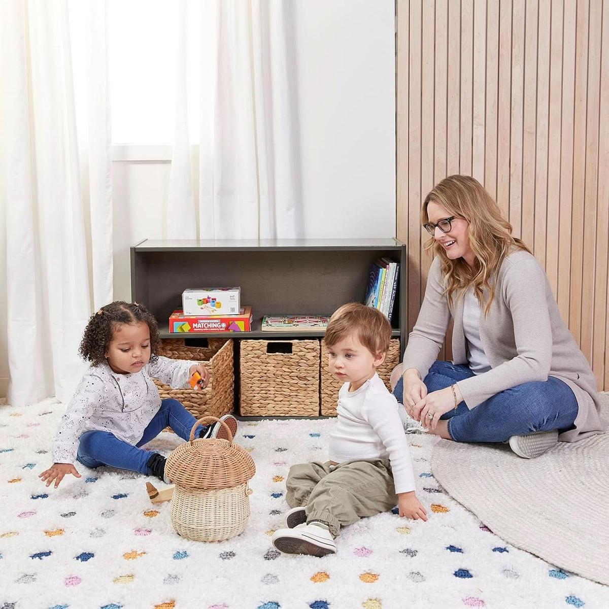 Two Shelf Storage Cabinet 24In Grey Wash Kids Bookshelf