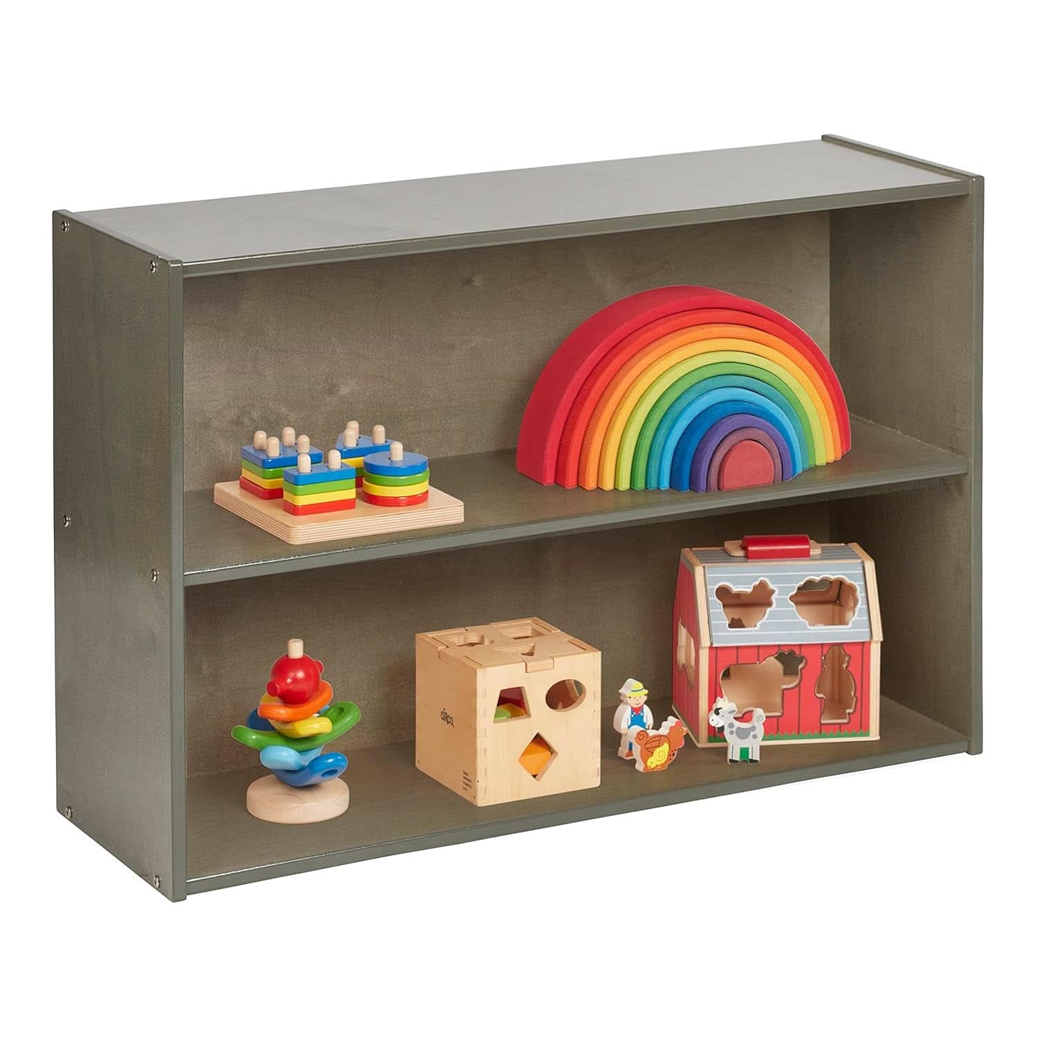 Two Shelf Storage Cabinet 24In Grey Wash Kids Bookshelf