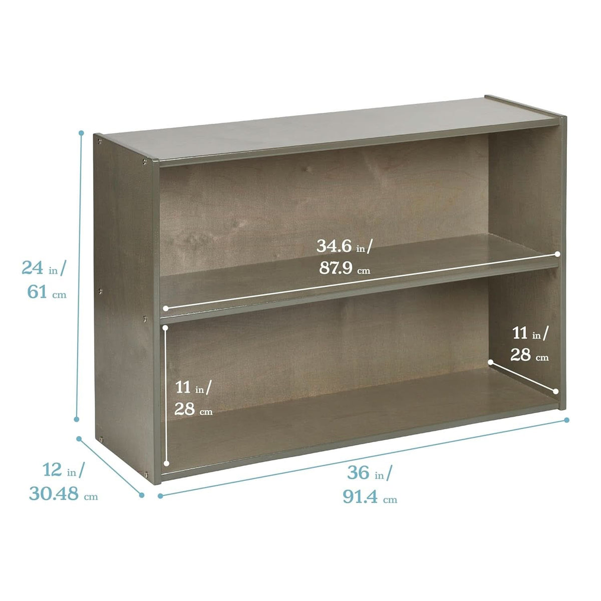 Two Shelf Storage Cabinet 24In Grey Wash Kids Bookshelf