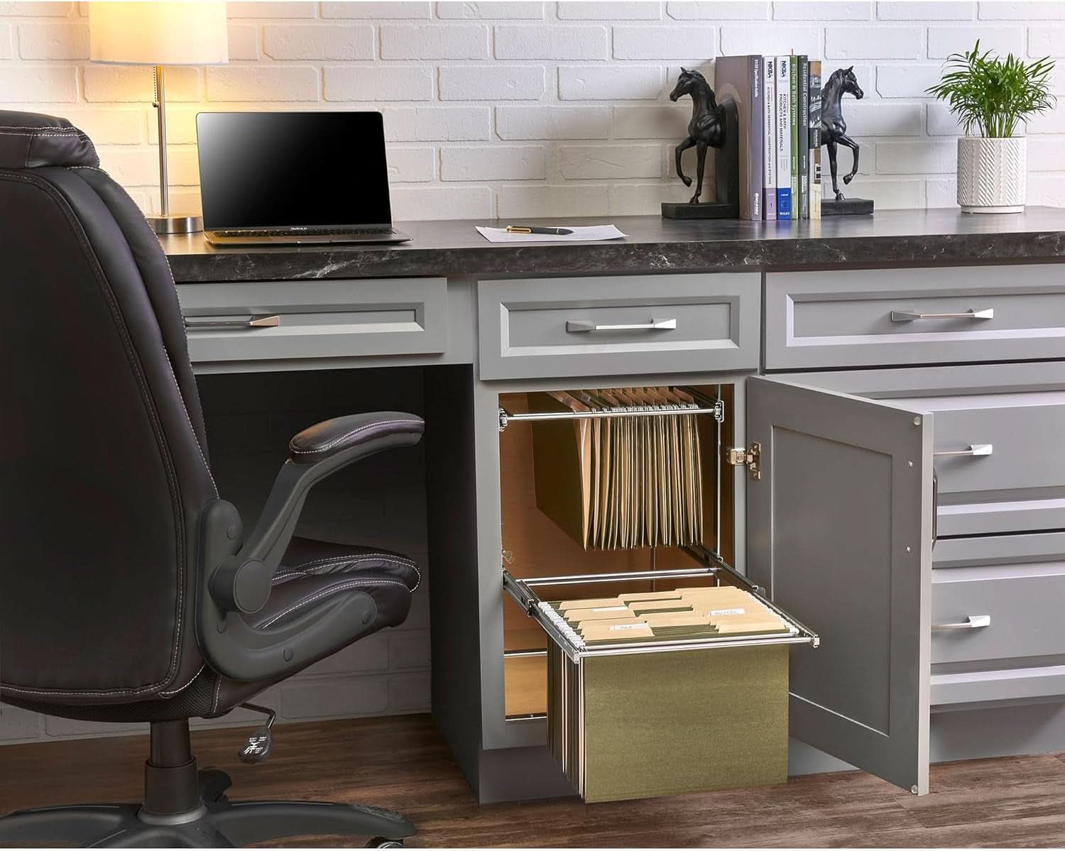 Two Tier Base Cabinet File Drawer Organizer Chrome 14.5 in