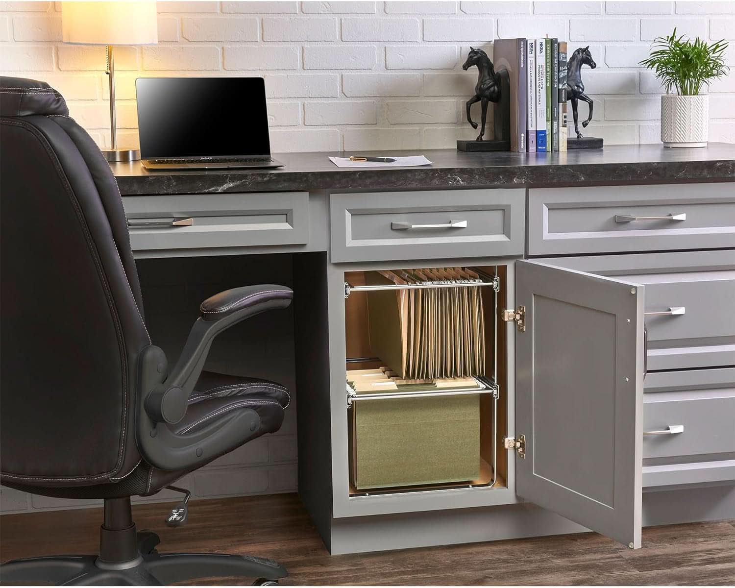 Two Tier Base Cabinet File Drawer Organizer Chrome 14.5 in