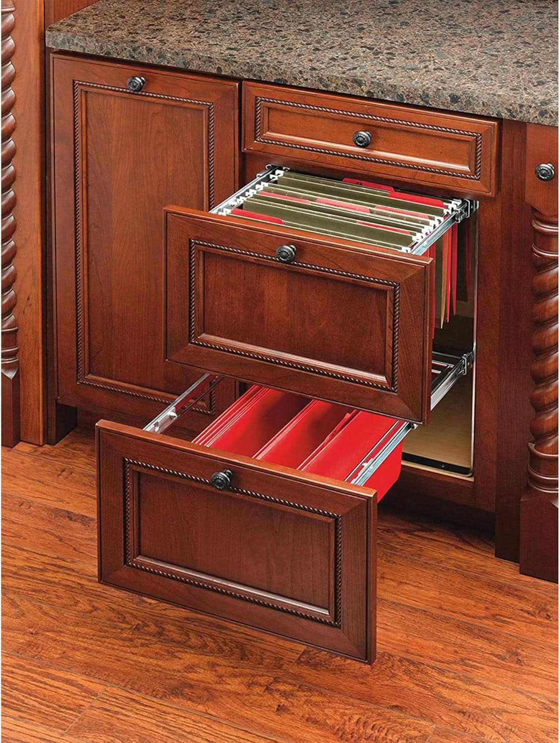 Two Tier Base Cabinet File Drawer Organizer Chrome 14.5 in