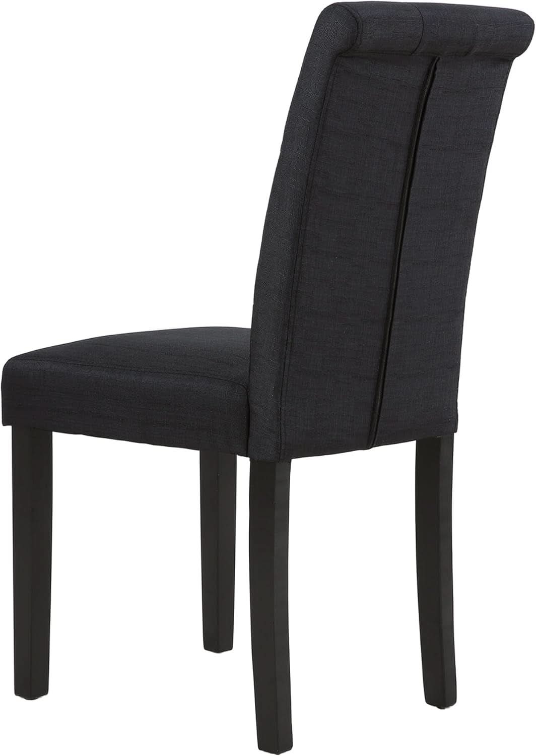 Two Upholstered Fabric Dining Chairs Button Tufting Black