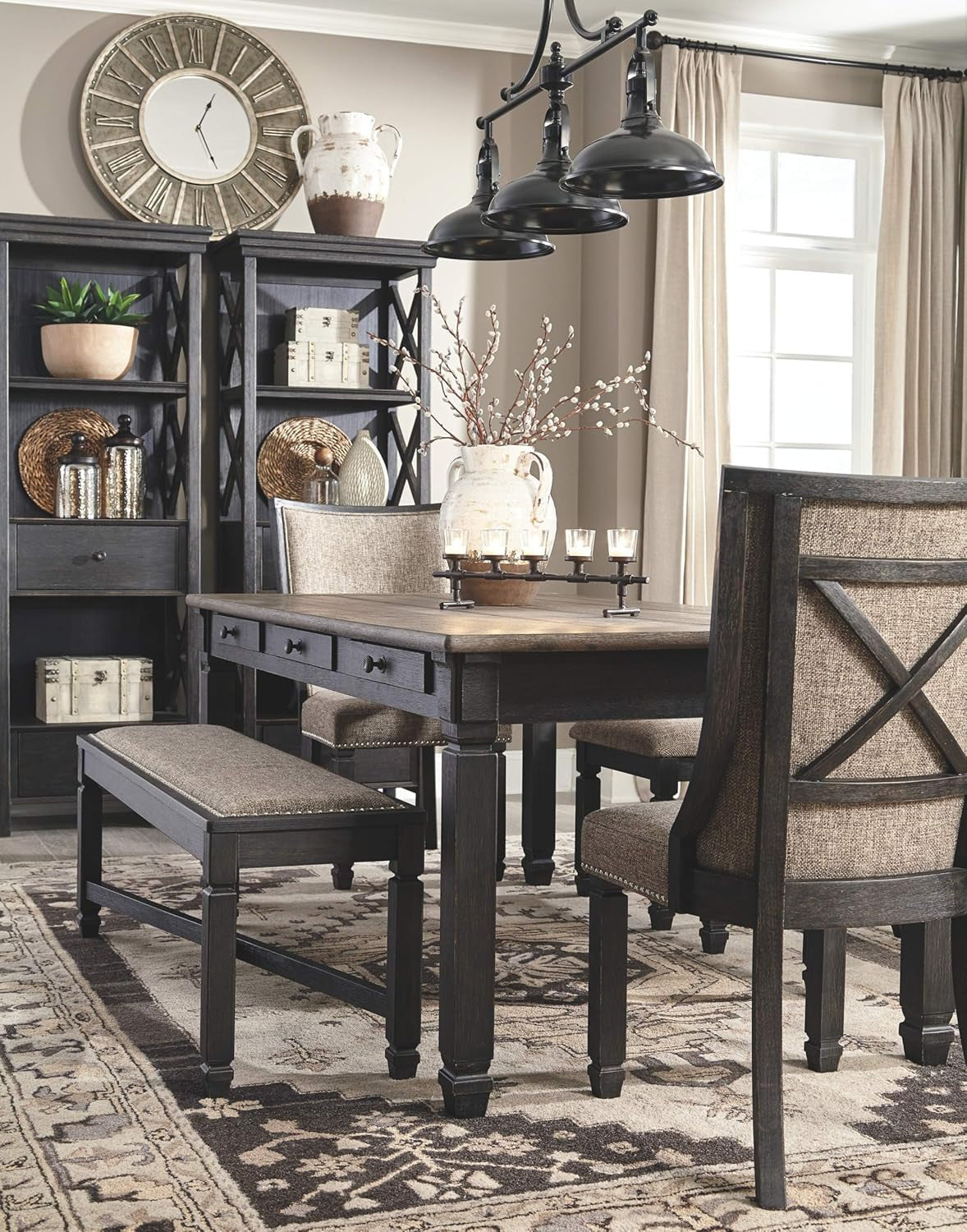 Tyler Creek Urban Farmhouse Upholstered Dining Chair Set Of Two Almost Black