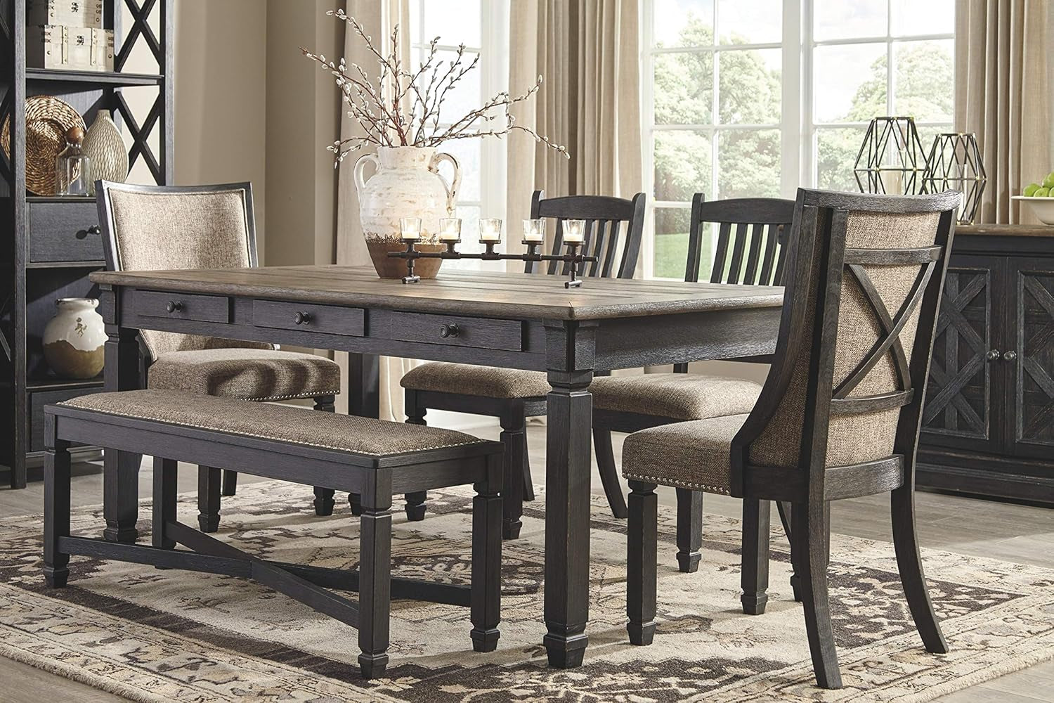 Tyler Creek Urban Farmhouse Upholstered Dining Chair Set Of Two Almost Black