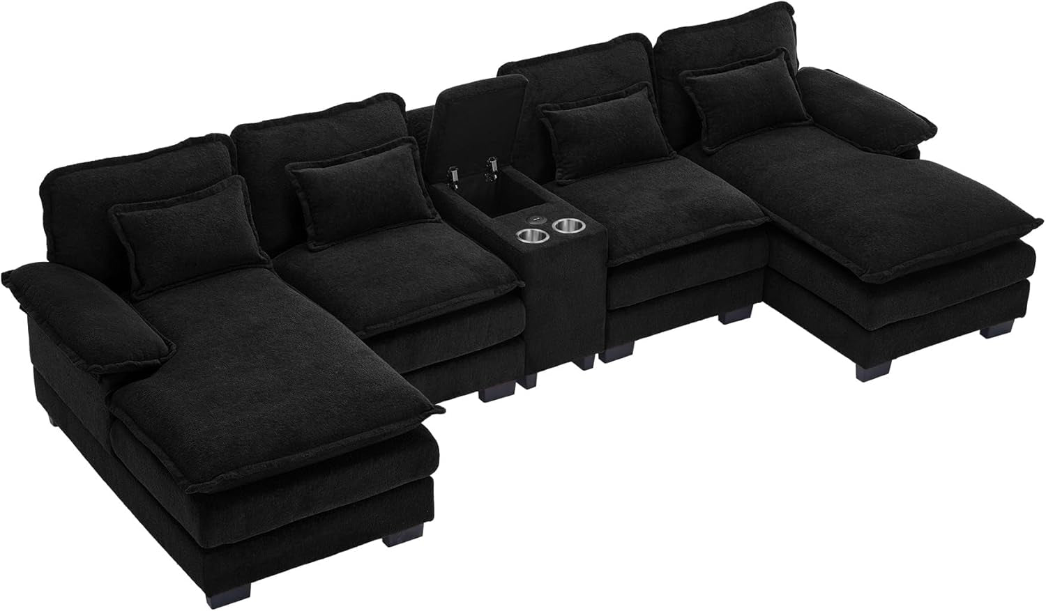 U Shaped Cloud Sectional Sofa with USB Charging Ports