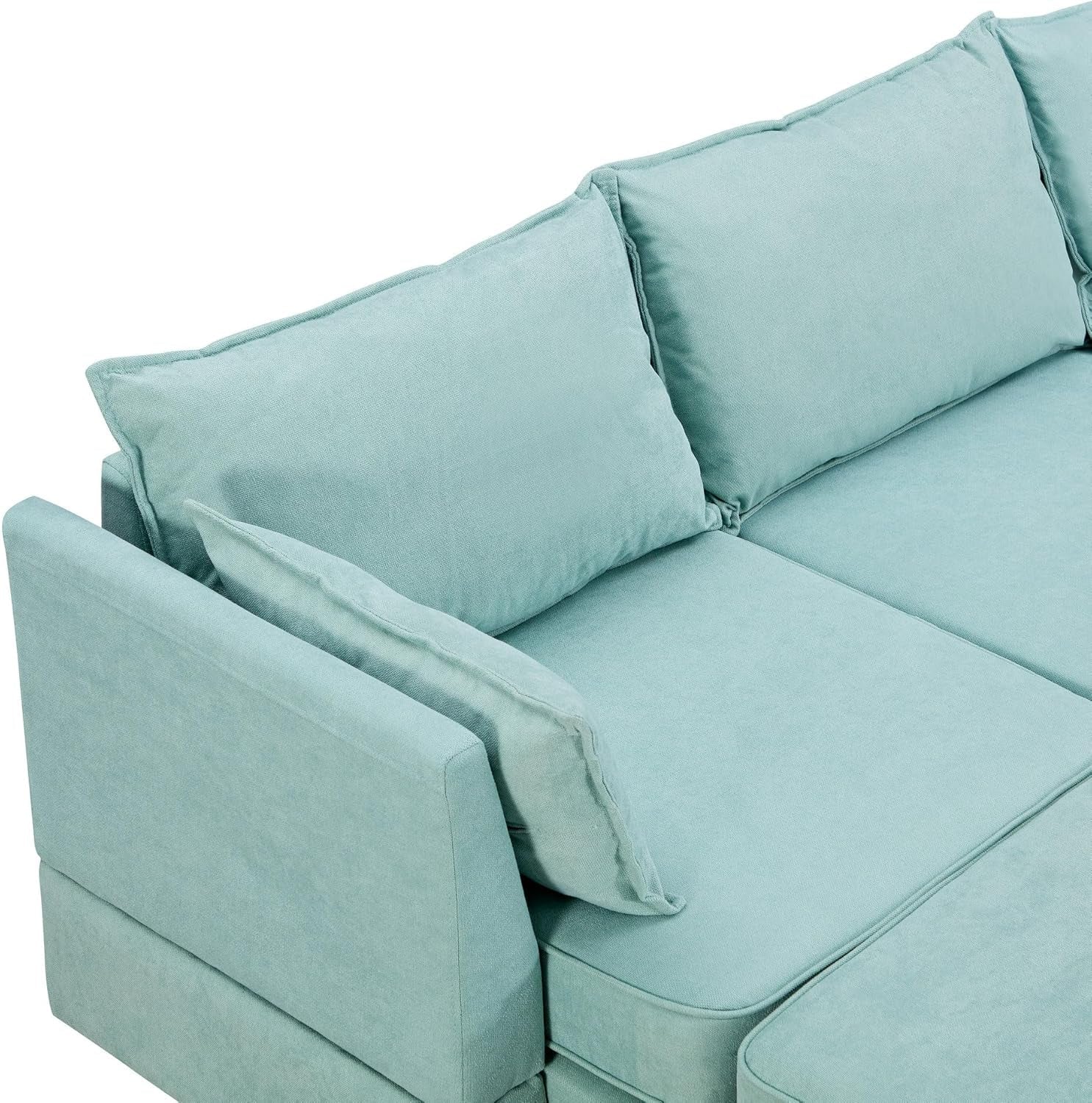 U Shaped Corner Sofa With Storage Seat Light Green