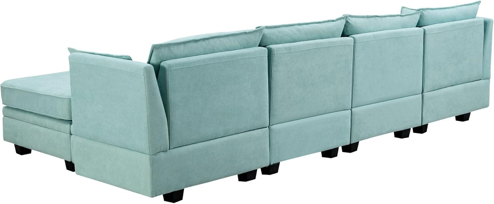 U Shaped Corner Sofa With Storage Seat Light Green