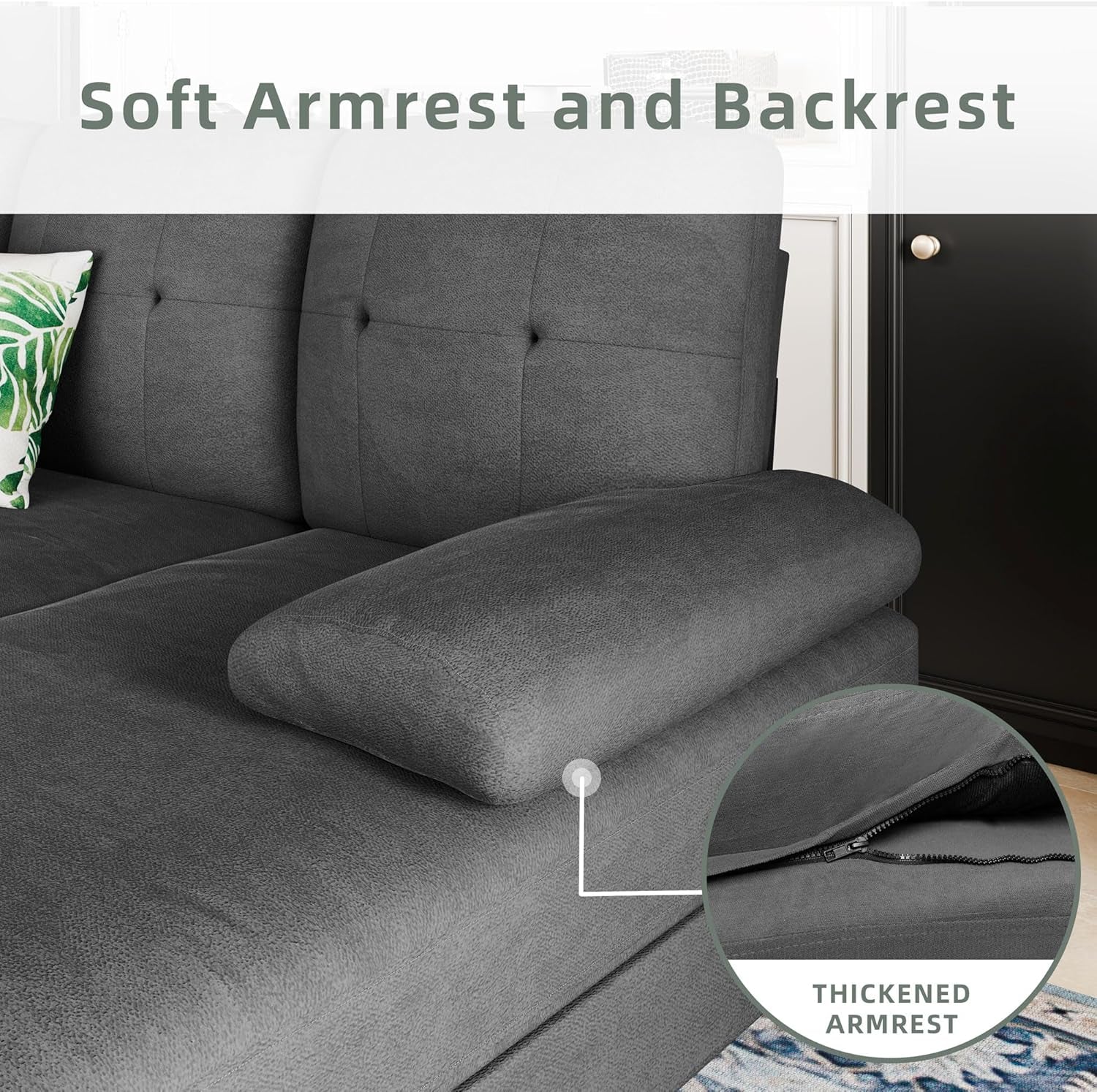 U Shaped Sectional Sofa Double Chaise 4 Seat Linen
