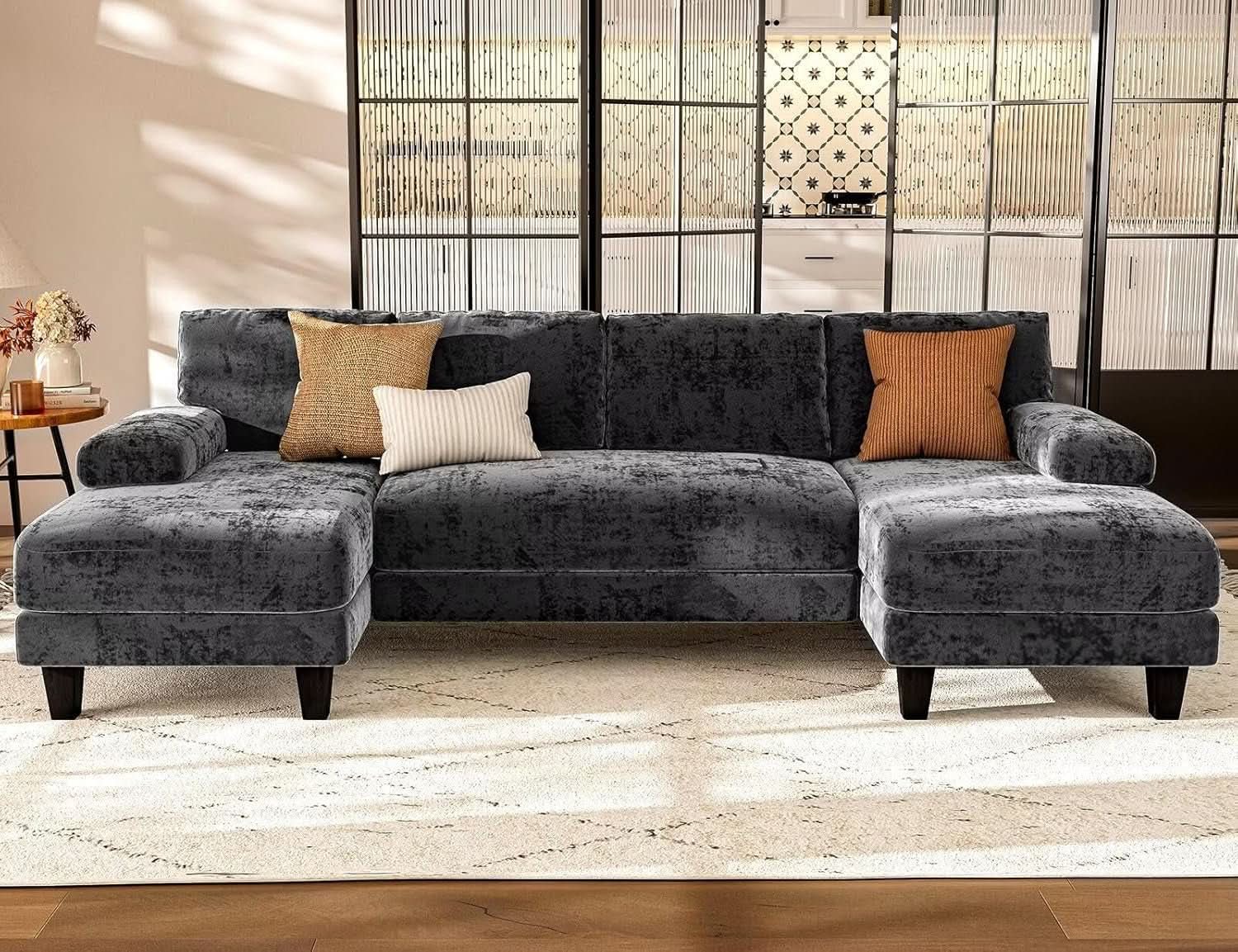 U Shaped Sectional Sofa with Double Chaise Lounge