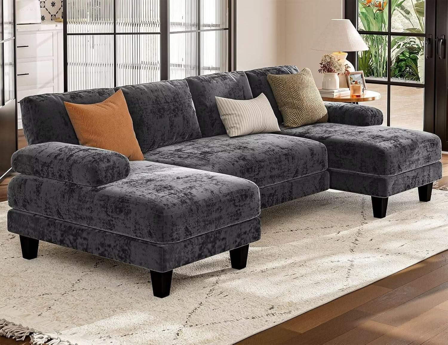 U Shaped Sectional Sofa with Double Chaise Lounge