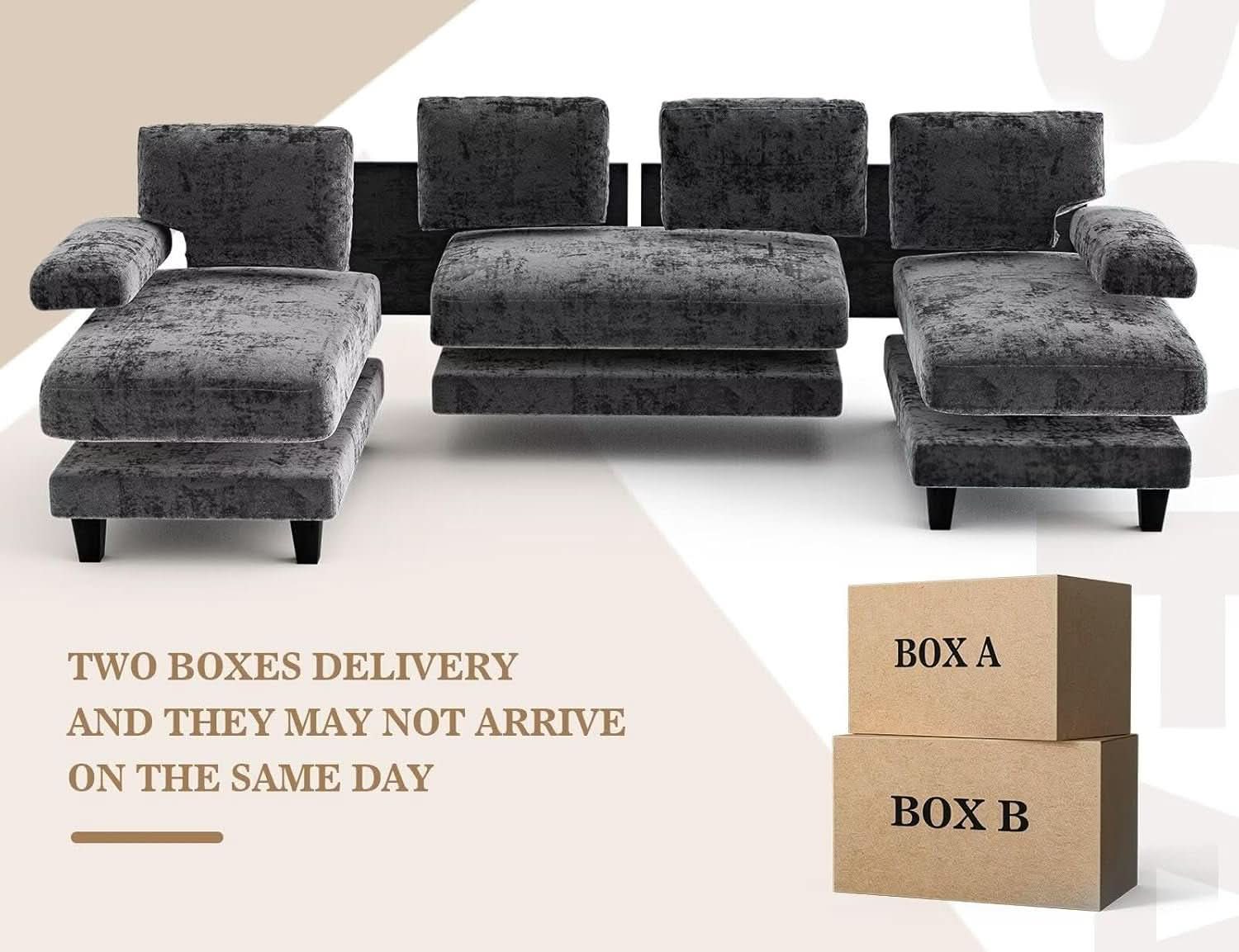 U Shaped Sectional Sofa with Double Chaise Lounge