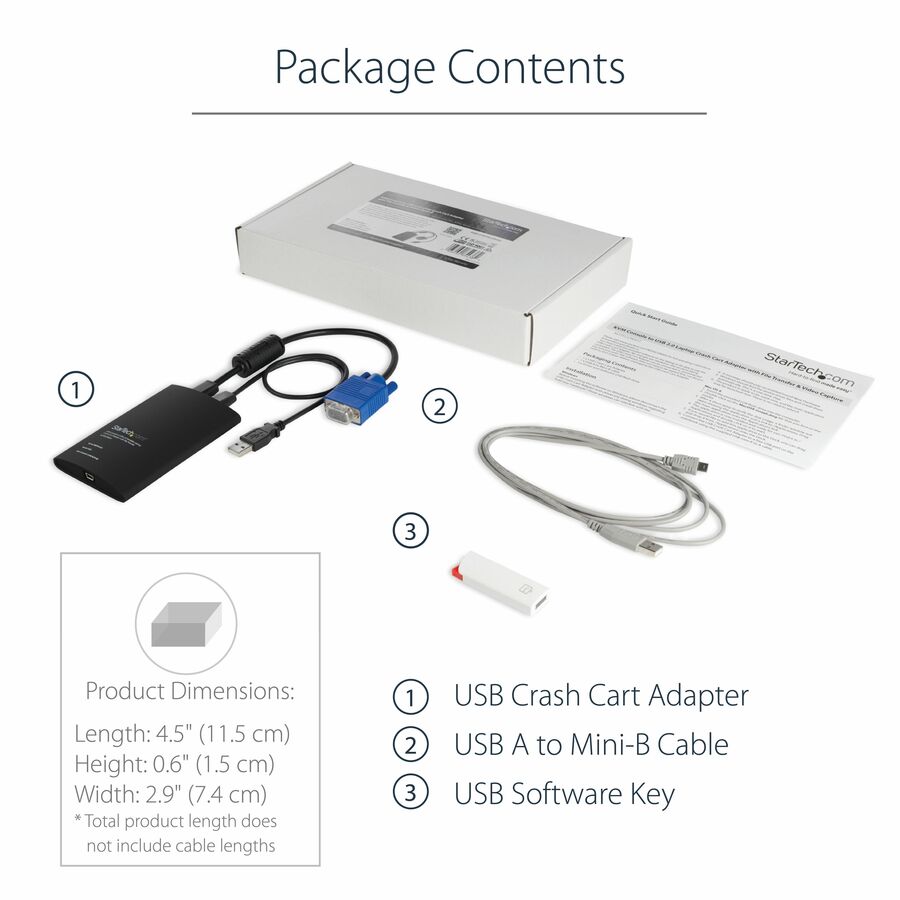 USB Crash Cart Adapter StarTech KVM Console File Transfer Video Capture TAA Compliant NOTECONS02