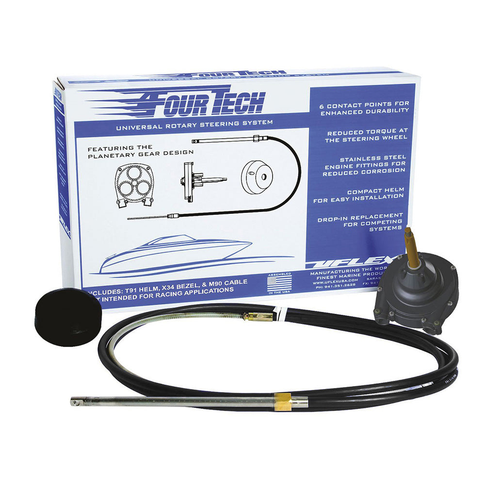 Uflex Fourtech 9' Black Mach Rotary Steering System w/Helm, Bezel &amp; Cable