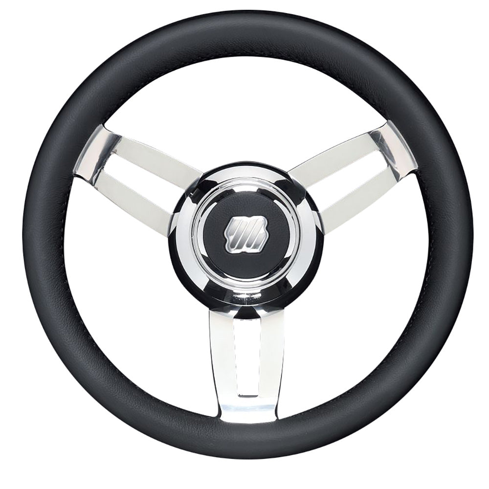 Uflex Morosini 13.8" Steering Wheel - Black Polyurethane w/Stainless Steel Spokes &amp;