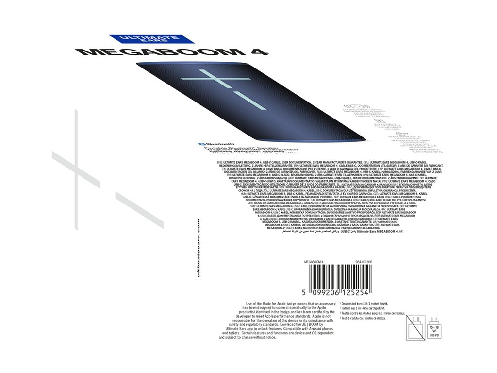 Ultimate Ears MEGABOOM 4 - Speaker - for portable use - wireless - Bluetooth - App-controlled - cobalt blue 984-001989