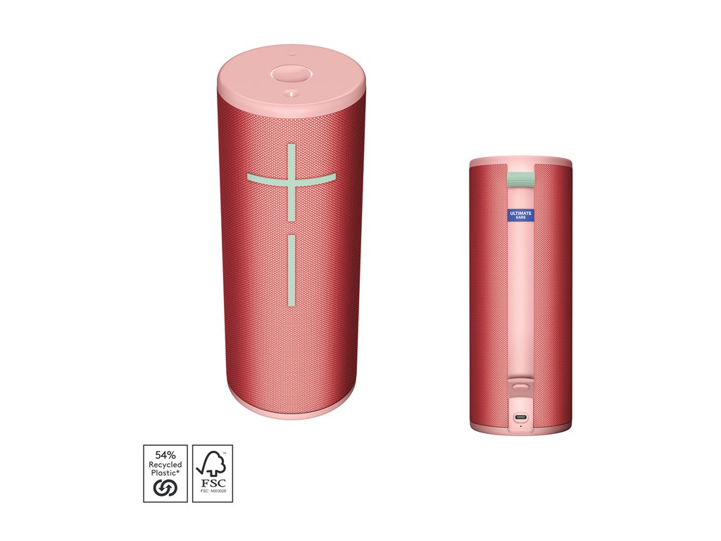 Ultimate Ears MEGABOOM 4 - Speaker - for portable use - wireless - Bluetooth - App-controlled - raspberry red 984-001994