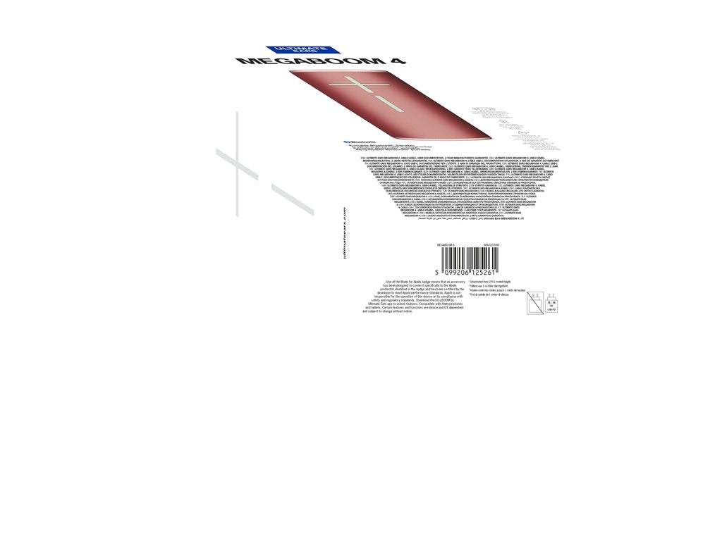 Ultimate Ears MEGABOOM 4 - Speaker - for portable use - wireless - Bluetooth - App-controlled - raspberry red 984-001994