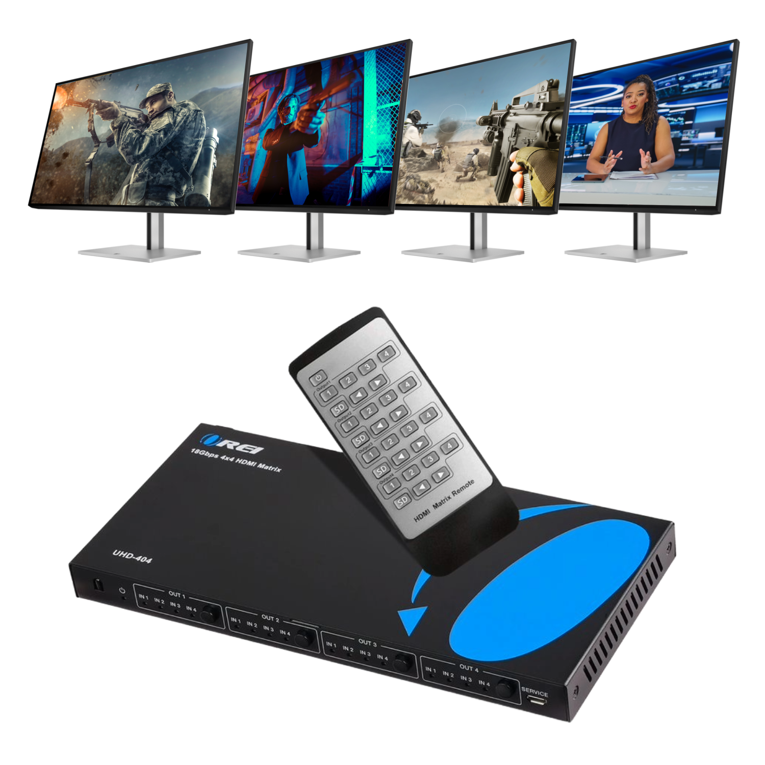 Ultra HD 4x4 HDMI Matrix Switch 4K @60Hz with IR Remote (UHD-404)