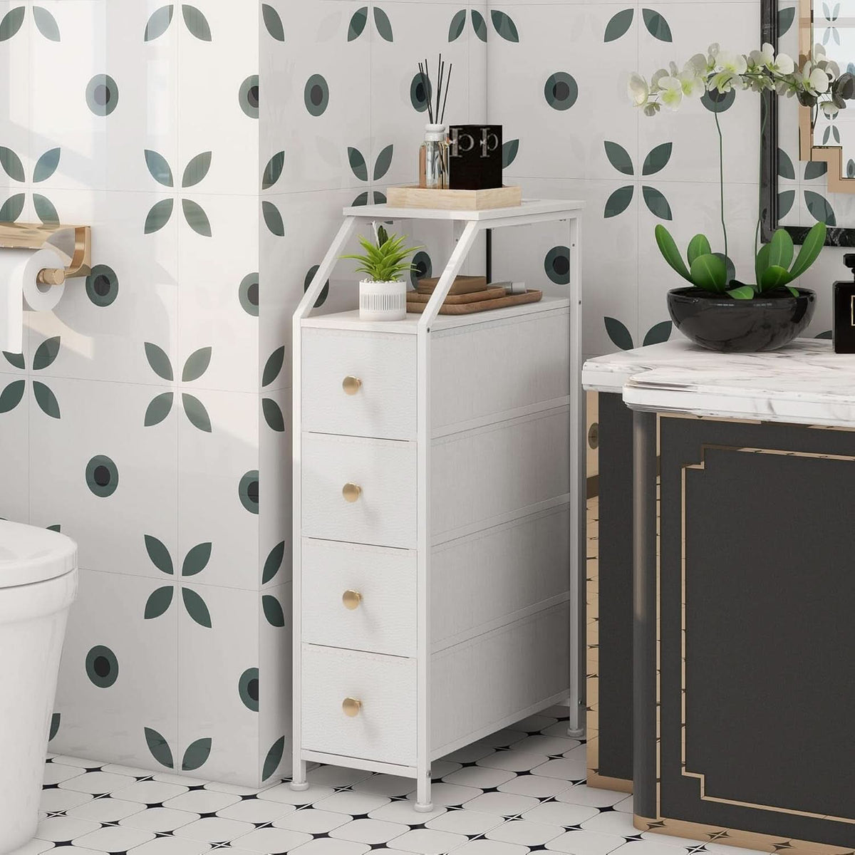 UltraSlimVertical Dresser With USB Charging Station White