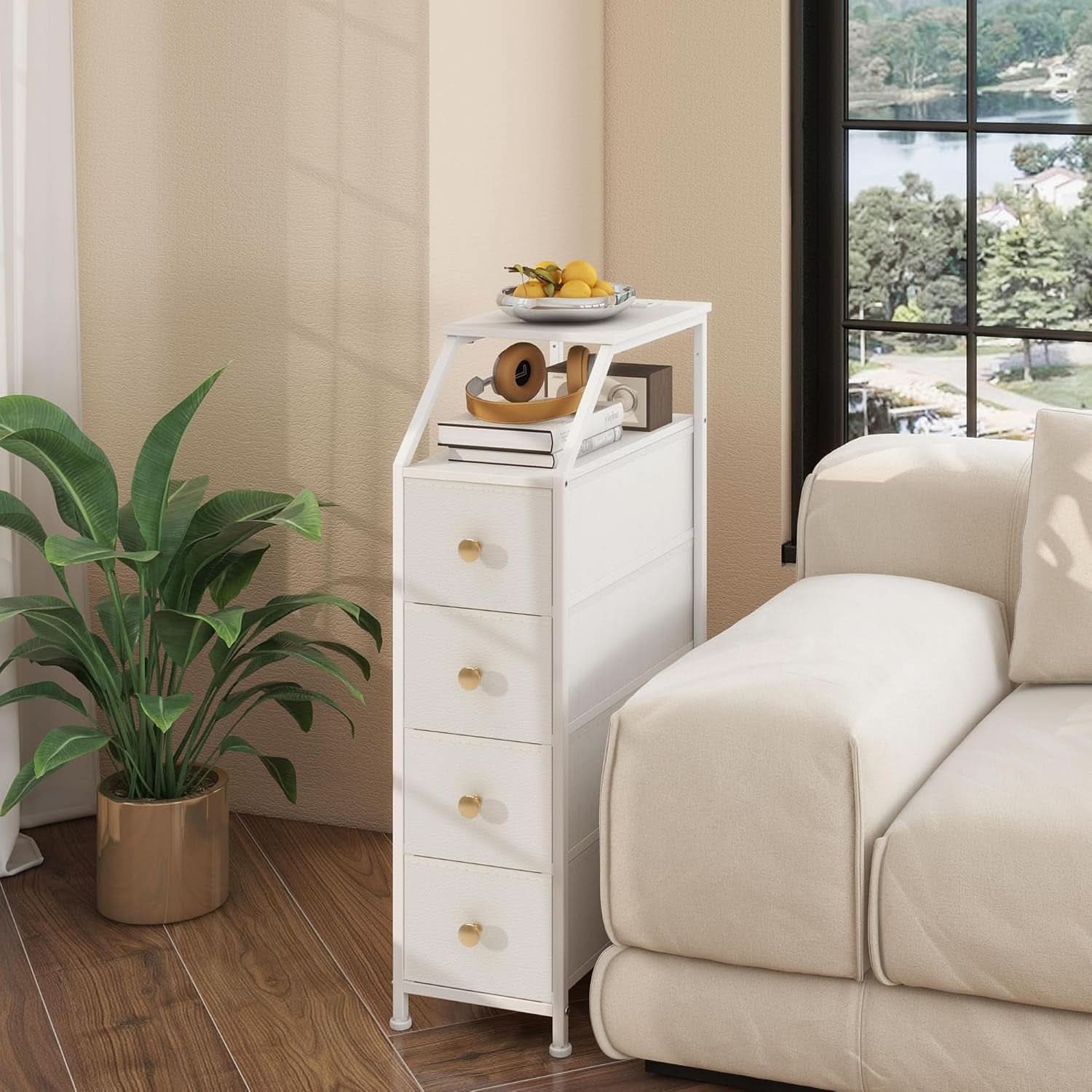 UltraSlimVertical Dresser With USB Charging Station White